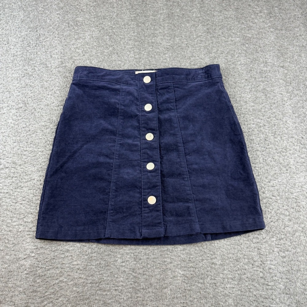 Altar'd State Corduroy Mini Skirt Women's Small Navy Blue Button Front
